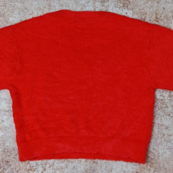 Splendid Red Fuzzy V Neck Sweater Top Womens Size Small - Picture 5 of 11